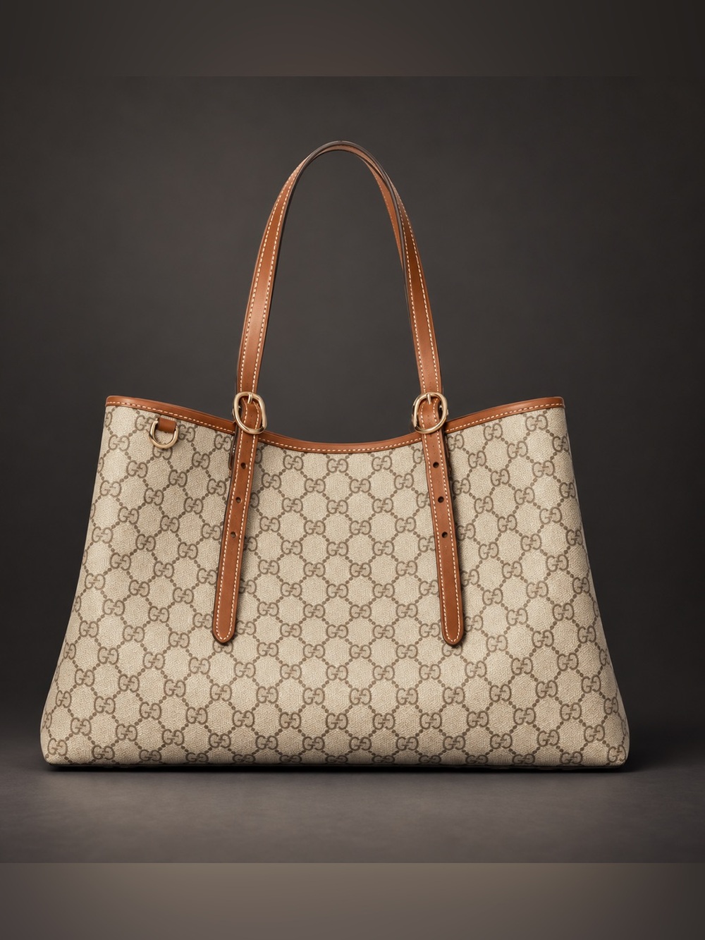Gucci GG Emblem Large Tote Bag Beige Brown GG Canvas Brand New